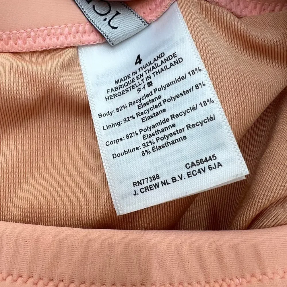 J.Crew‎ Ruched Bandeau One Piece Swimsuit Peach Orange Women's 4